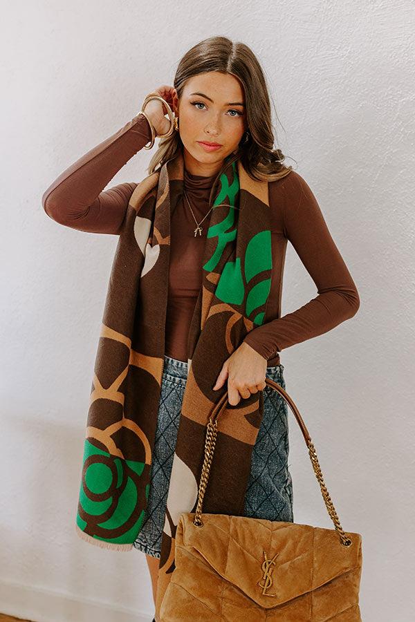 impressions Cool Mornings Floral Scarf in Mocha