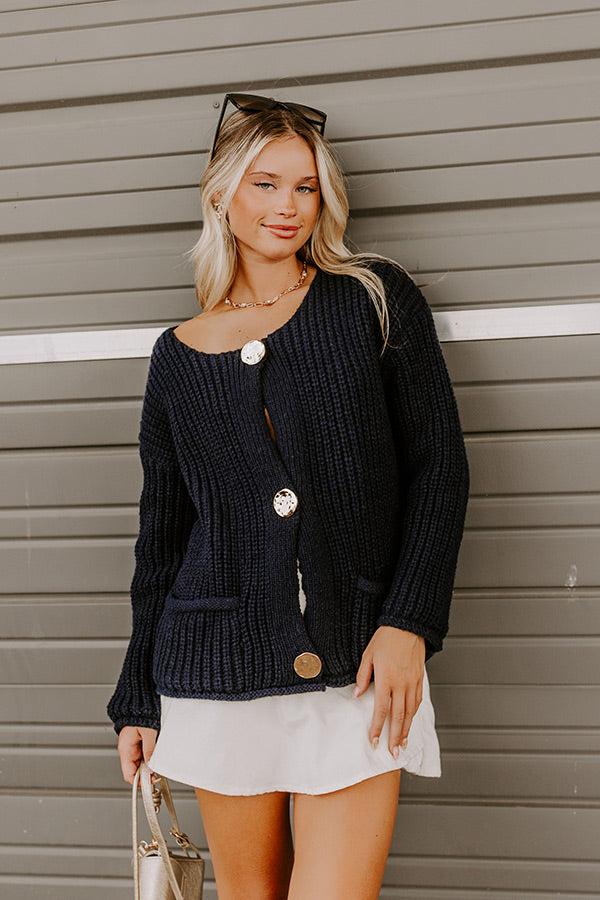 impressions Cozy Cuddles Knit Cardigan in Navy