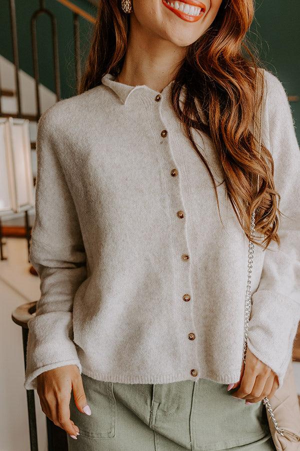Impressions Cozy Mornings Knit Cardigan In Oatmeal