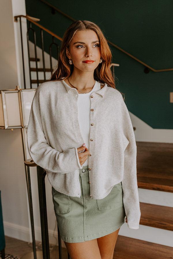 Impressions Cozy Mornings Knit Cardigan In Oatmeal
