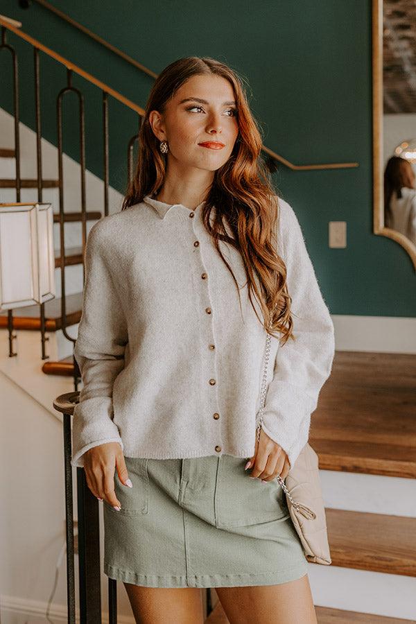 Impressions Cozy Mornings Knit Cardigan In Oatmeal