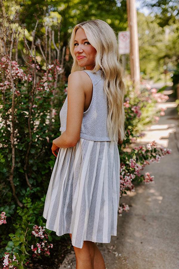 Impressions Cute Smile Stripe Mini Dress In Grey