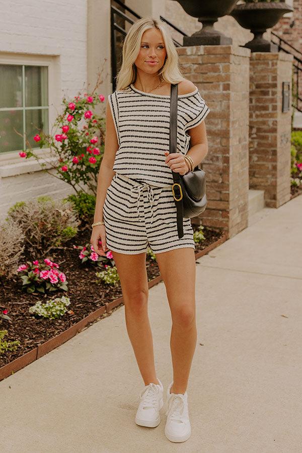 impressions Dockside Cutie Stripe Romper in Black