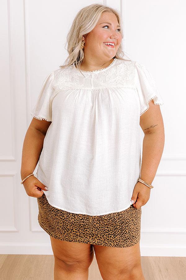 impressions Easy Going Lace Top in Cream Curves
