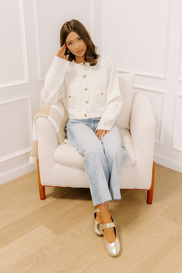 impressions Easy To Style Knit Cardigan in Cream