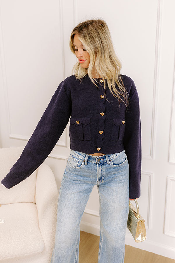 impressions Easy To Style Knit Cardigan in Navy