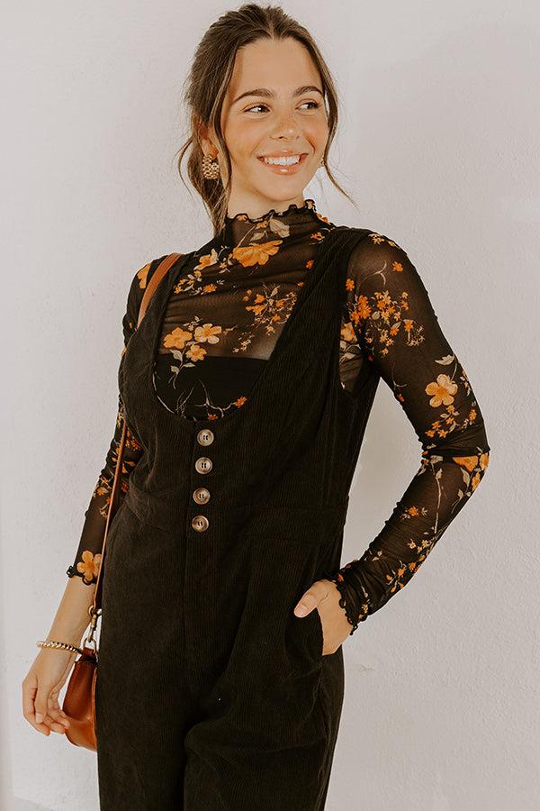 Impressions Falling Florals Mesh Top