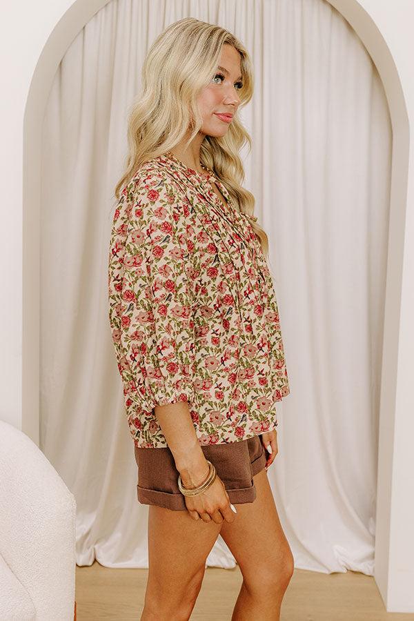 Impressions Falling Leaves Floral Corduroy Top