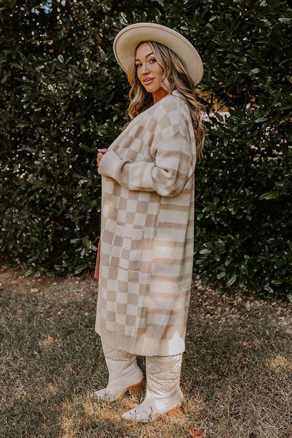 Impressions Fit Check Knit Cardigan In Iced Latte