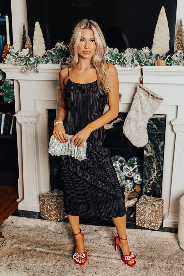 impressions Flirty Frills Pleated Midi In Black