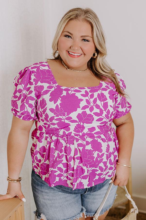 Impressions Floral Oasis Peplum Top Curves