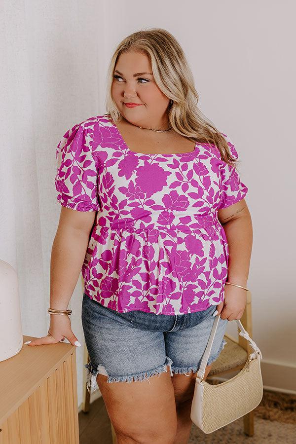 impressions Floral Oasis Peplum Top Curves