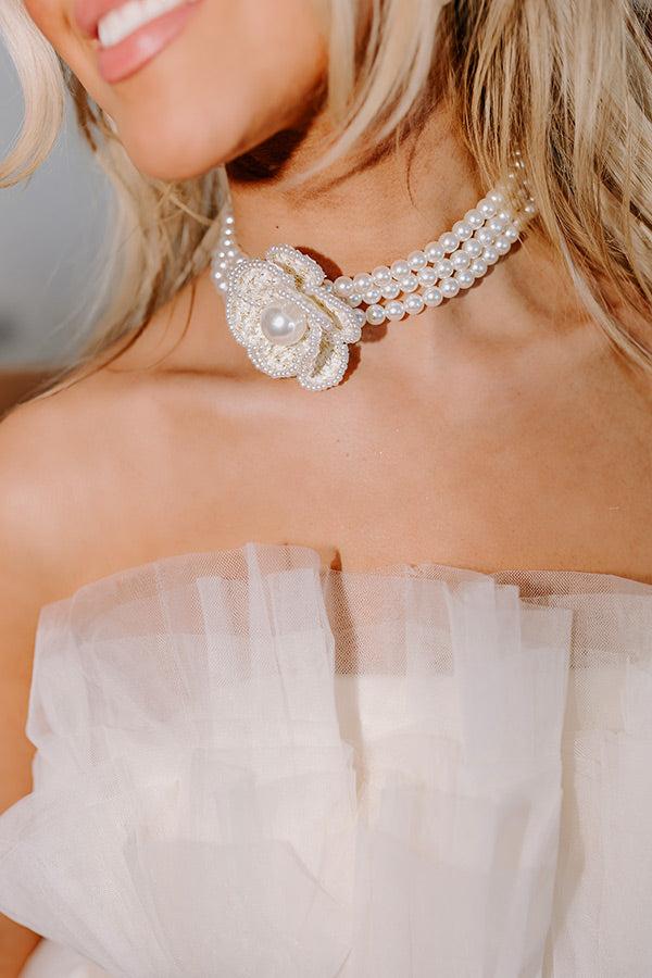 Impressions Floral Statement Pearl Choker In Ivory