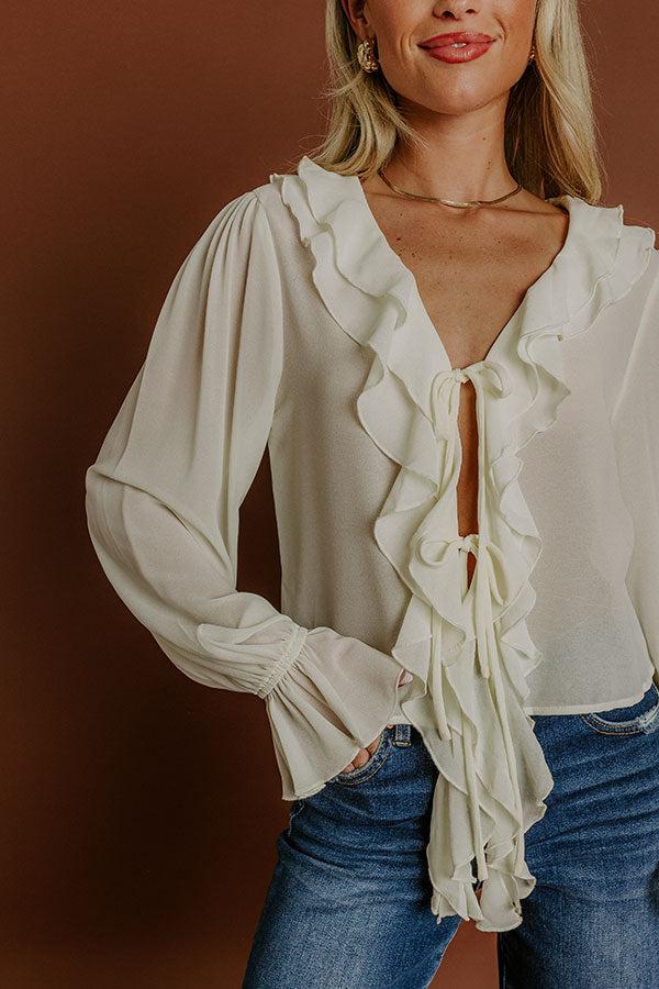 Impressions For The Frill Front Tie Ruffle Top
