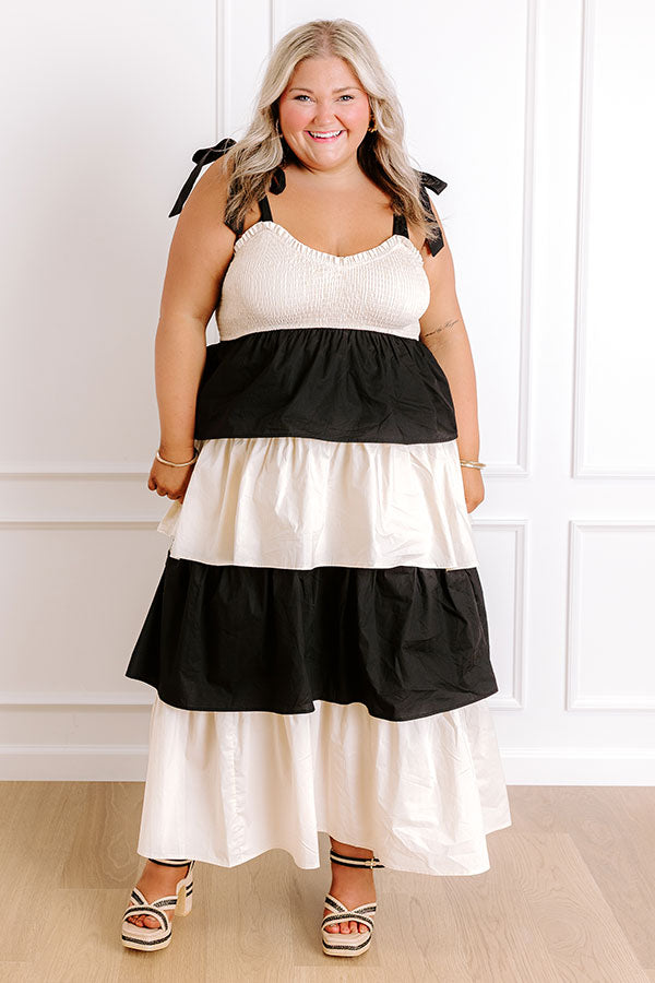 impressions Formal Flair Tiered Midi Dress Curves