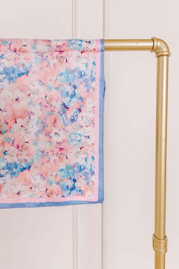 impressions Fresh Blooms Satin Scarf in Blue