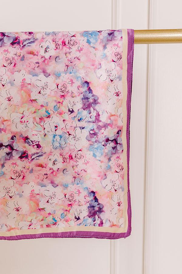 impressions Fresh Blooms Satin Scarf in Lavender