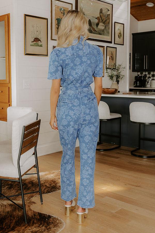 Impressions Garden Galore Denim Jacquard Jumpsuit