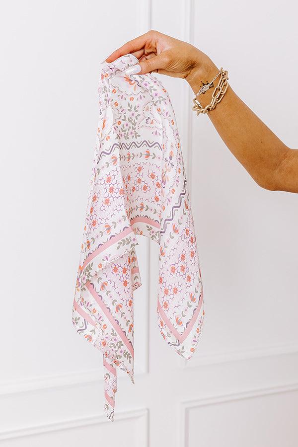impressions Garden Picnic Satin Scarf in Pink