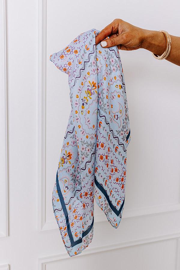impressions Garden Picnic Satin Scarf in Sky Blue