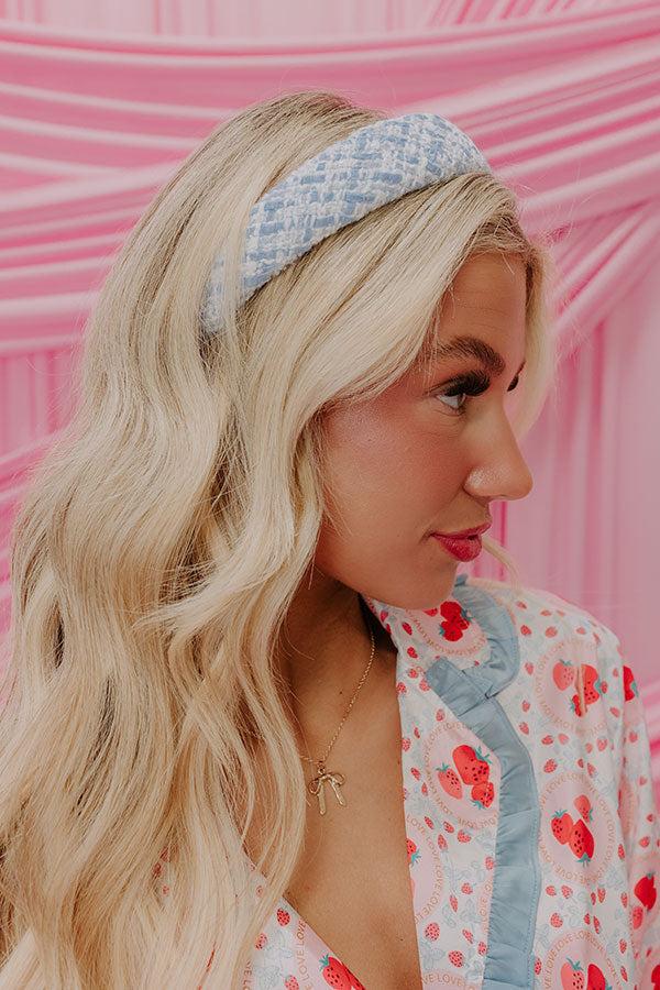 Impressions Girl Boss Tweed Headband In Sky Blue