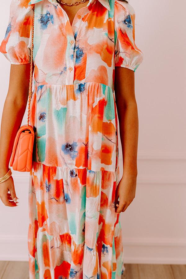 Impressions Graceful Moment Floral Midi In Coral