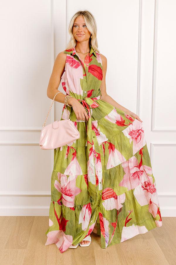 impressions Guava Gorgeous Floral Maxi Dress