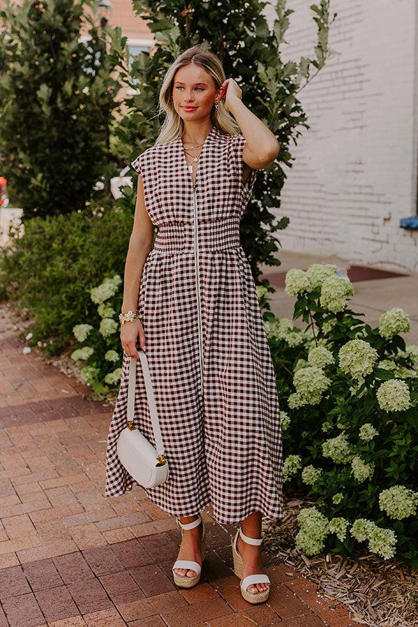 Impressions Harvest Stroll Gingham Midi Dress