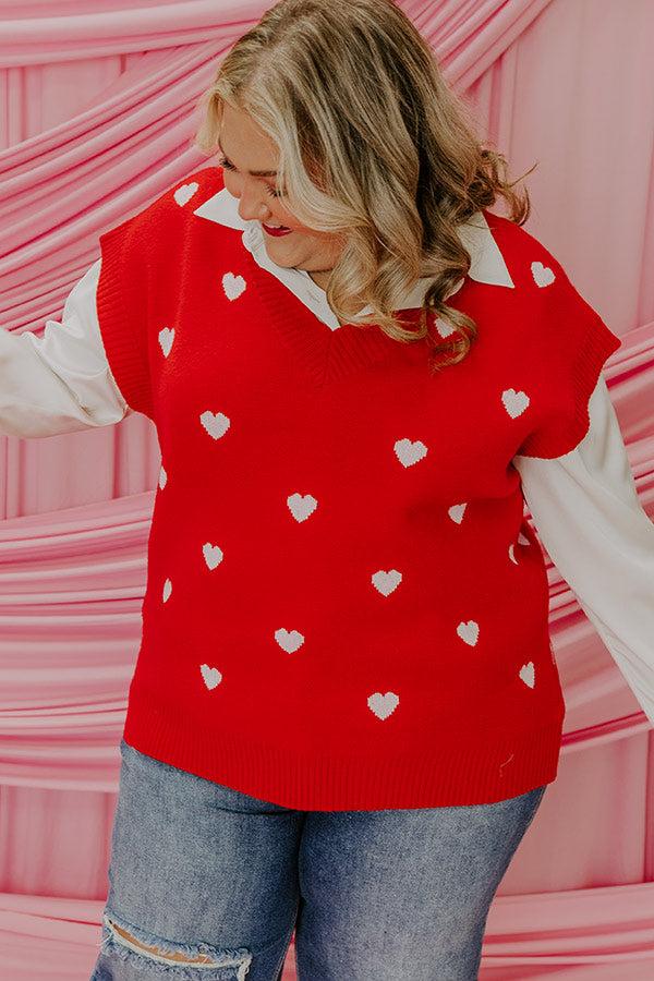 impressions Hugs And Kisses Vest Top in Red Curves