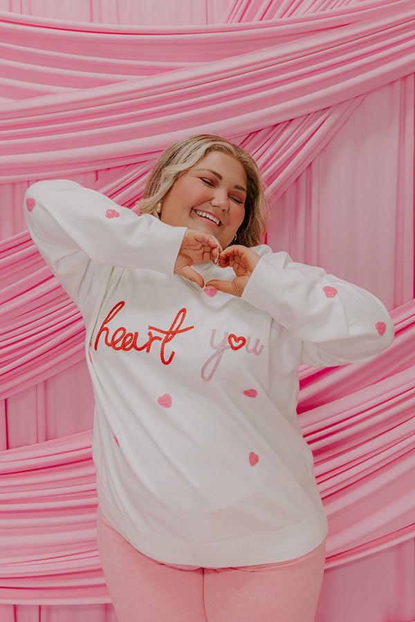 impressions I Heart You Embroidered Sweater Curves