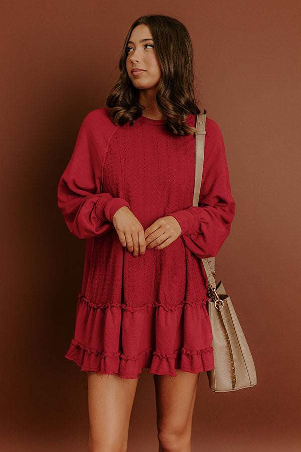 Impressions Kind Eyes Eyelet Mini Dress In Red