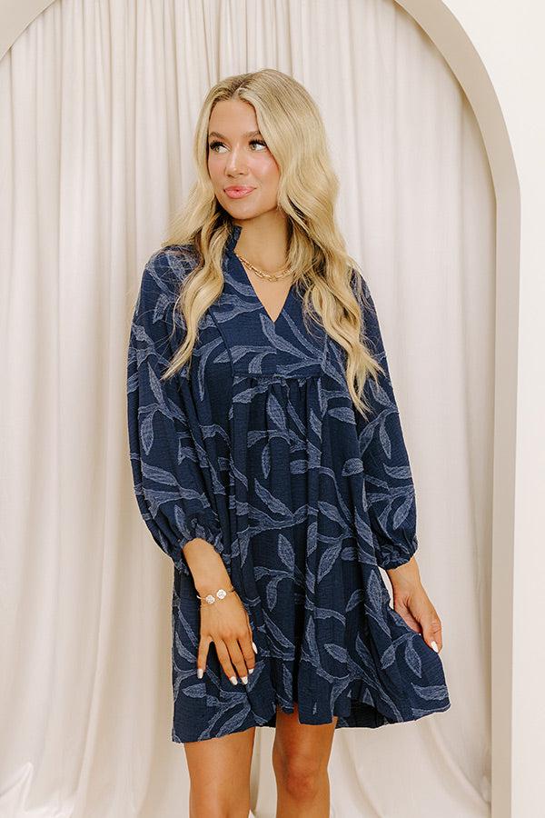 Impressions Kind Smile Jacquard Mini Dress In Navy