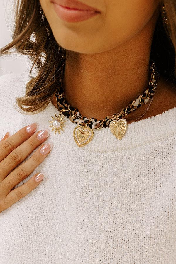 impressions Leopard Love Charm Necklace in Brown