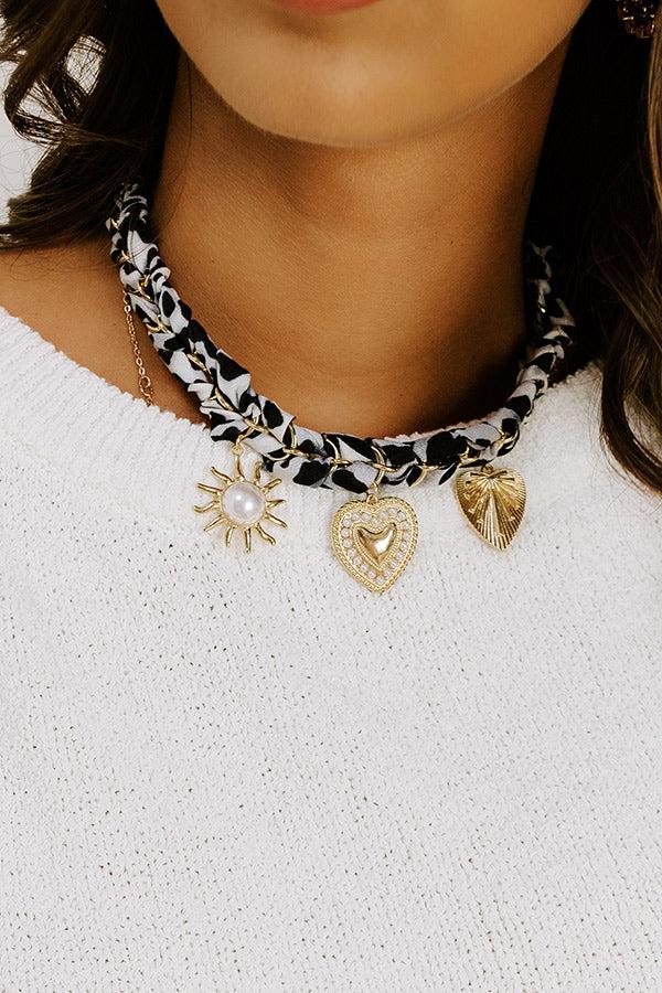 impressions Leopard Love Charm Necklace in Grey