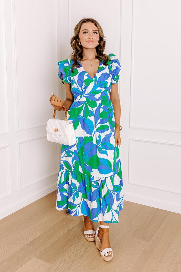 impressions Lover's Lagoon Floral Midi Dress