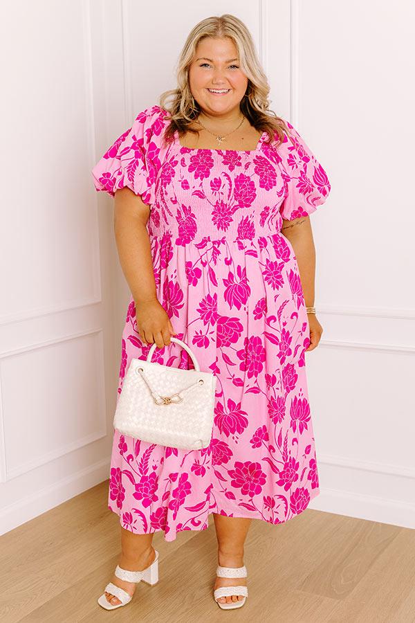 impressions Lush Rows Floral Midi Dress Curves