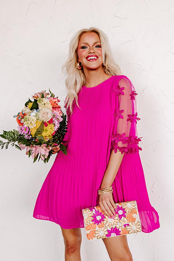 impressions Magic Melody Pleated Dress in Fuchsia