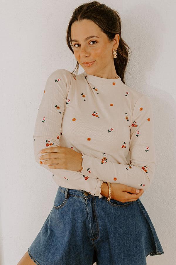 Impressions Meadow Melody Embroidered Top