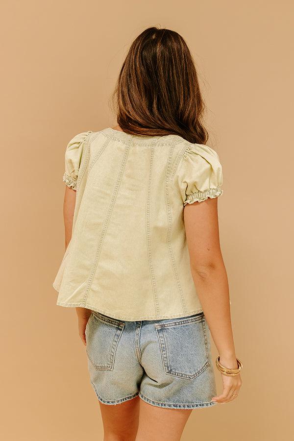 Impressions Metropolitan Muse Chambray Top In Sage
