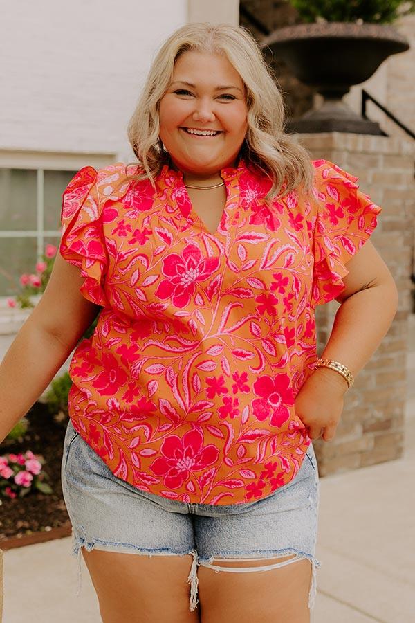 impressions Mimosas Sippin' Floral Top Curves