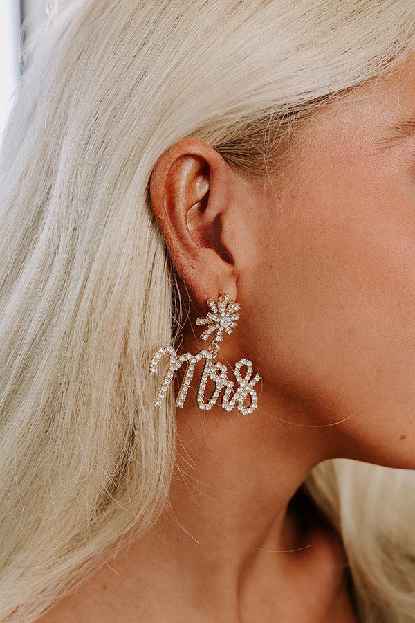 Impressions Mrs. Rhinestone Earrings In Gold