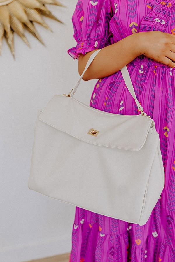 impressions NYC Chic Faux Leather Tote in Ivory