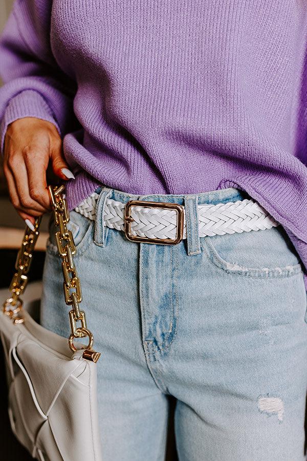 impressions Oh So Chic Faux Leather Belt in White