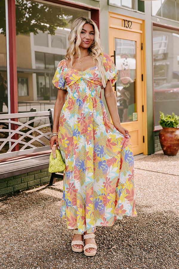 Impressions On Tropic Time Maxi Dress In Sea Glass