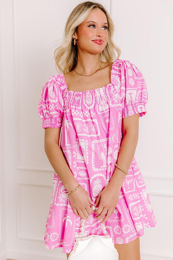 impressions On Tropic Time Mini Dress in Pink
