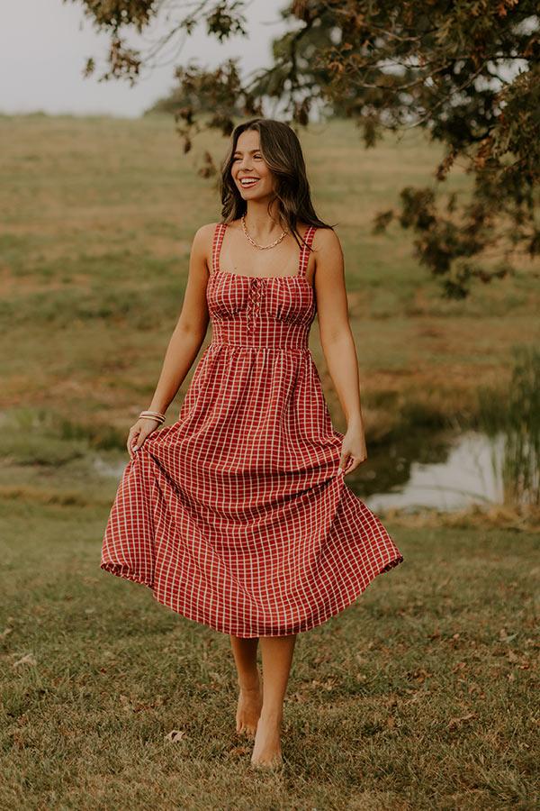 Impressions Orchard Picnic Gingham Midi Dress