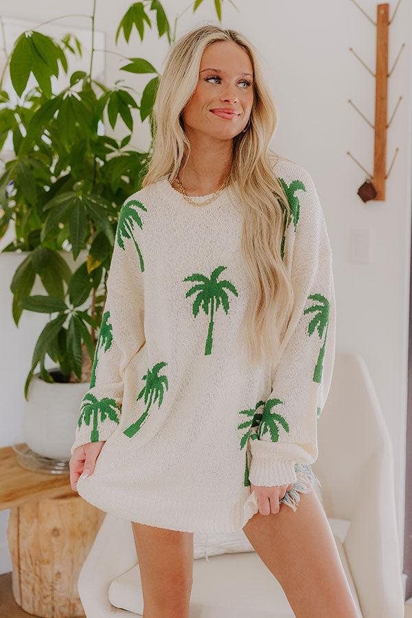 Impressions Palms Away Knit Sweater In Cream
