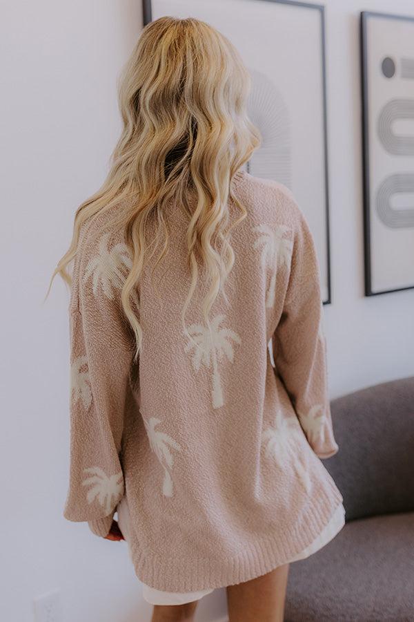 Impressions Palms Away Knit Sweater In Mocha