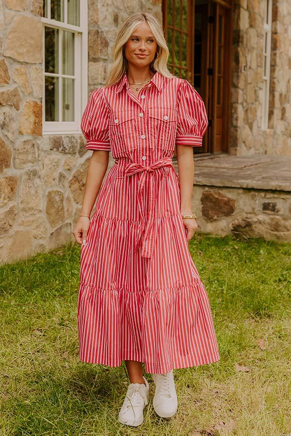 impressions Picnic Date Stripe Midi Dress