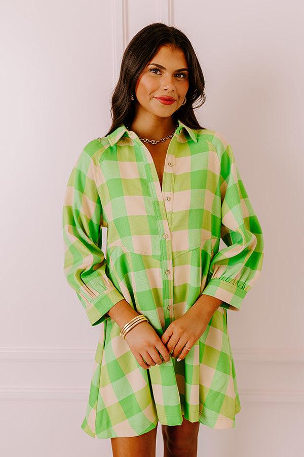 Impressions Picnic In The Park Mini Dress In Lime